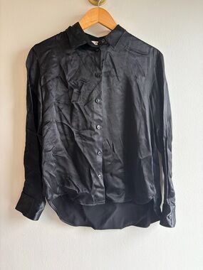 Zara Black Satin-Look Button Shirt